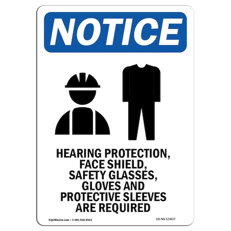 Signmission OSHA Notice Sign, Hearing Protection With Symbol, 24in X 18in Rigid Plastic, 18" W, 24" H, Portrait OS-NS-P-1824-V-13437